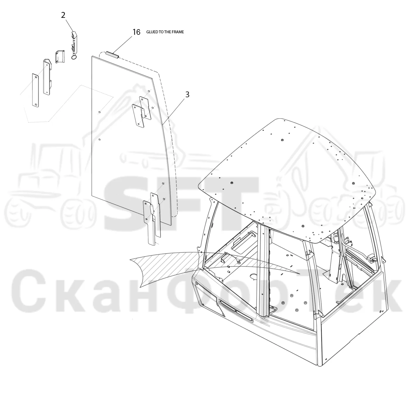 Схема: Komatsu / Форвардер / 895 / Каталог запасных частей / Кабина / Экраны / Экраны  8950000242- / Экраны