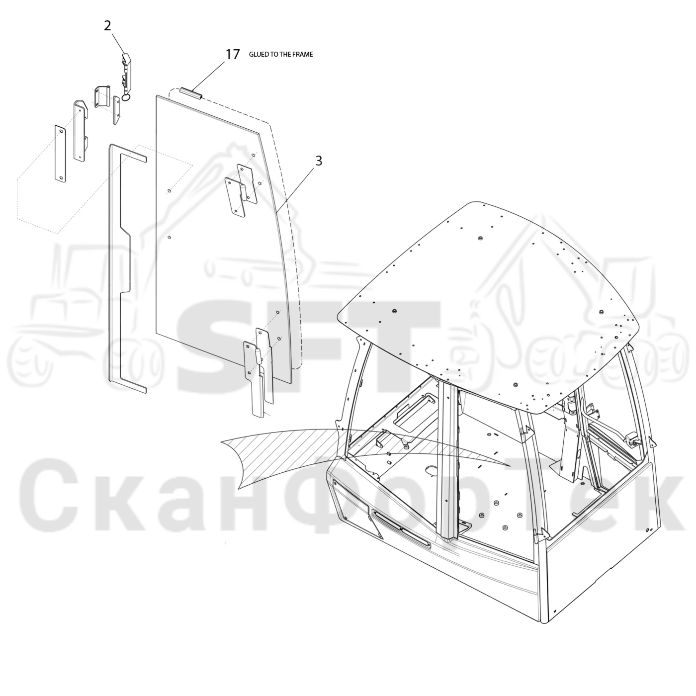 Схема: Komatsu / Форвардер / 855.1 / 855.1 / Каталог запасных частей / Кабина / Экраны / Экраны / Экраны / Экраны WCB