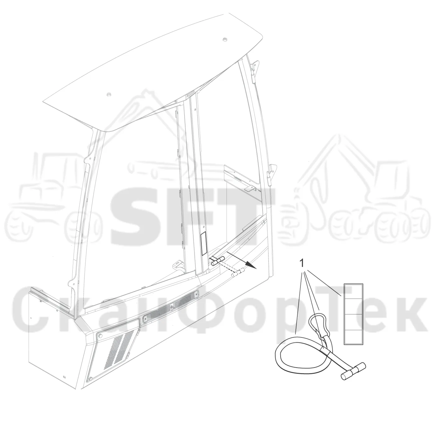 Схема: Komatsu / Форвардер / 855.1 / 855.1 / Каталог запасных частей / Кабина / Экраны / Экраны / Экраны / Безопасность -8550011210