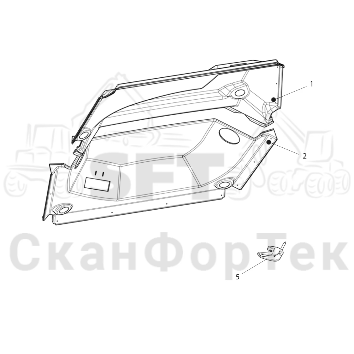 Схема: Komatsu / Форвардер / 855 / Каталог запасных частей / Кабина / Салон / Элементы монтажа панели / Элементы монтажа панели