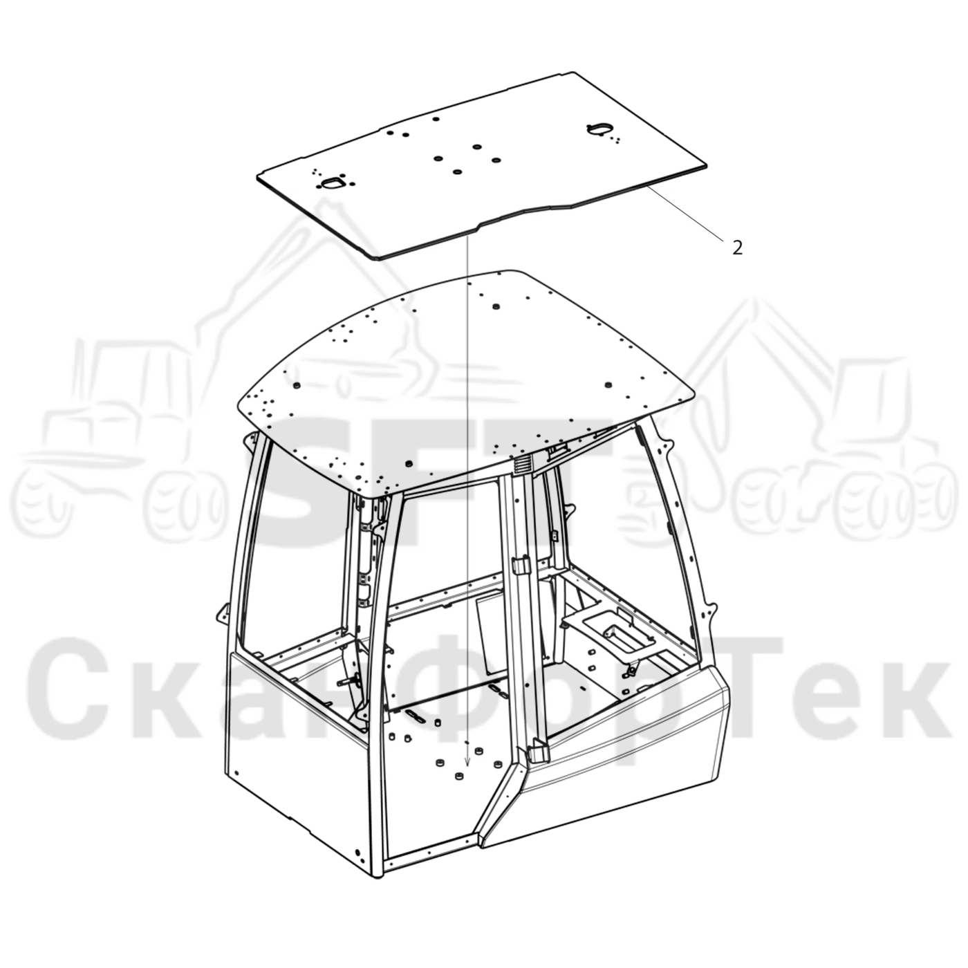 Схема: Komatsu / Форвардер / 835 / Каталог запасных частей / Кабина / Салон / Напольный коврик / Напольный коврик
