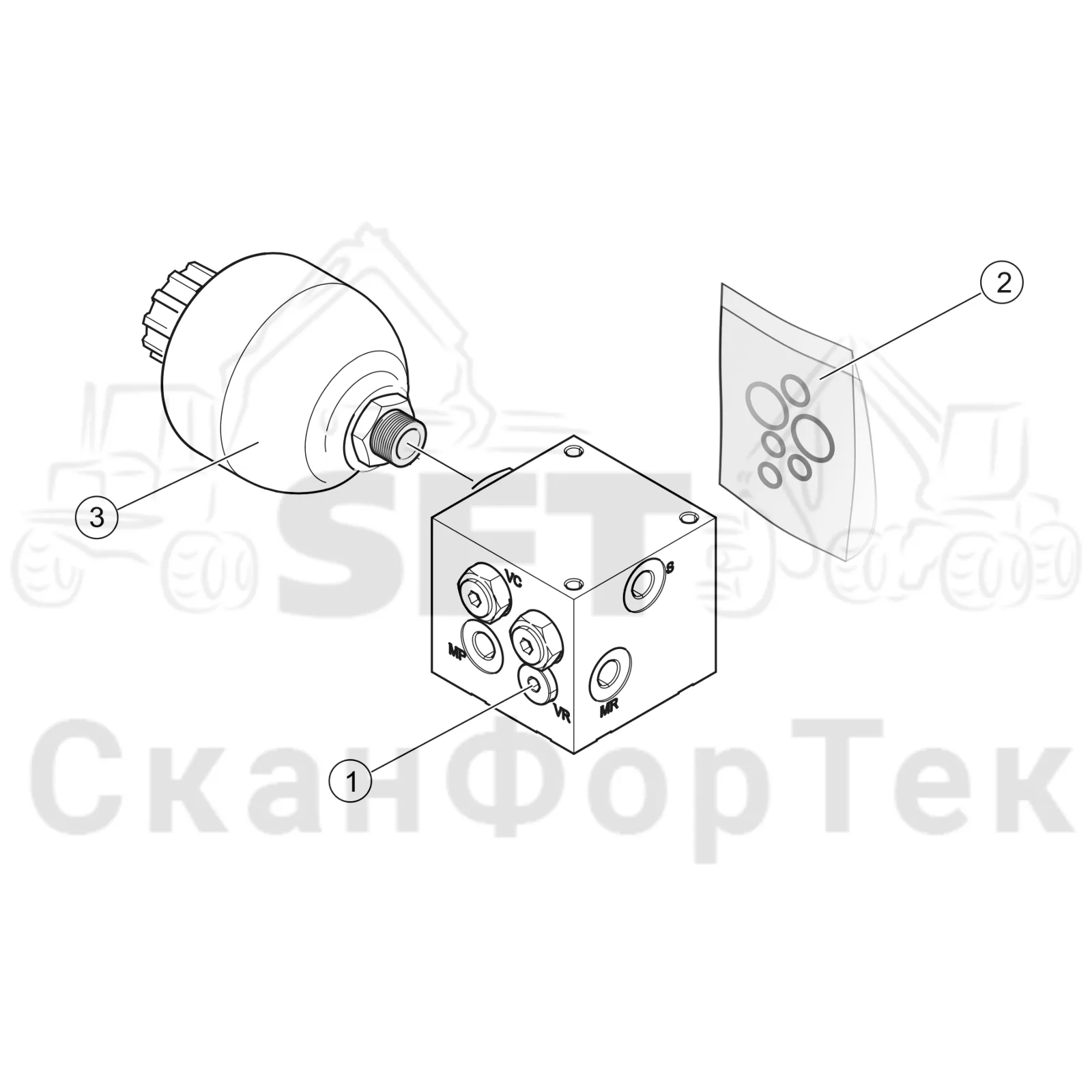Схема: Komatsu / Форвардер / 895 S/N 8950011010- / Каталог запасных частей / Кабина / Кабина / Comfort Ride / подвеска Кабина / Клапан
