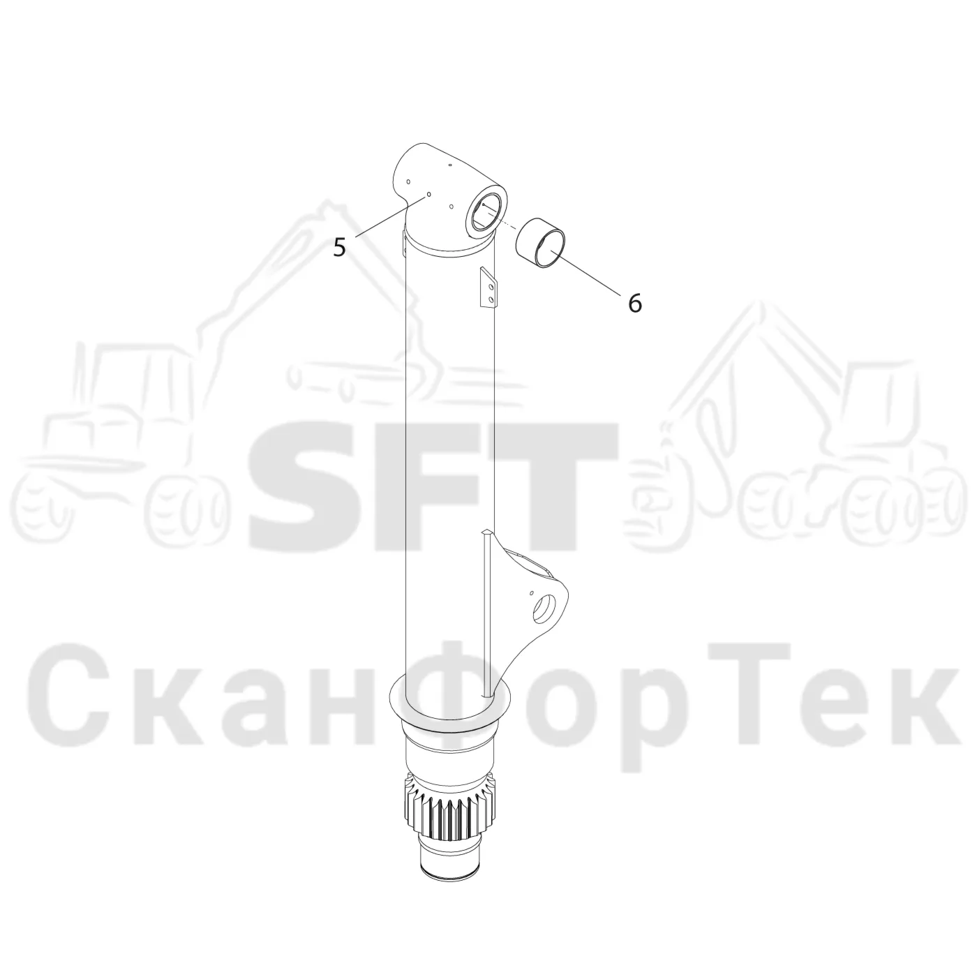 Схема: Komatsu / Форвардер / 855.1 / 855.1 / Каталог запасных частей / Подъемный кран / Система поворотного механизма / Система поворотного механизма / Стойка подъемного крана