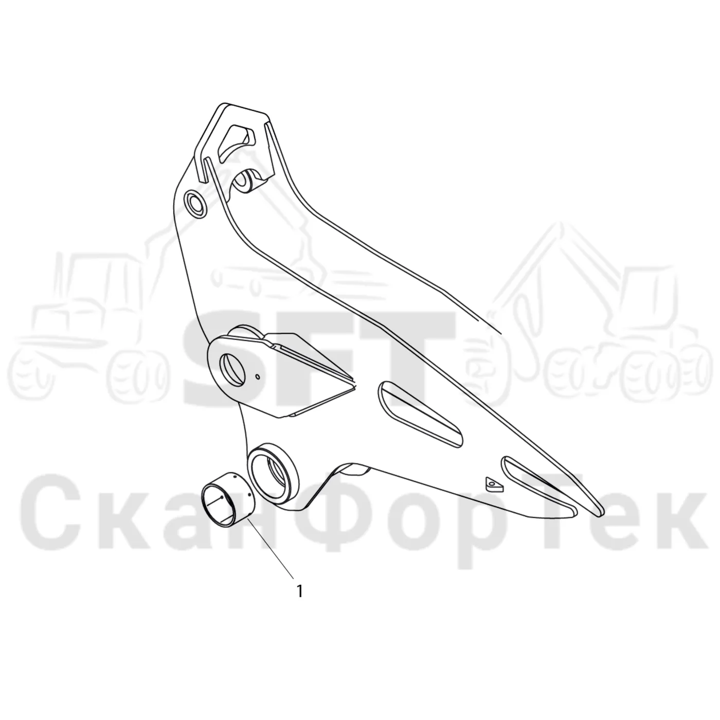 Схема: Komatsu / Форвардер / 855.1 / 855.1 / Каталог запасных частей / Подъемный кран / Стрела, наружная / Стрела, наружная  10 m / Втулка