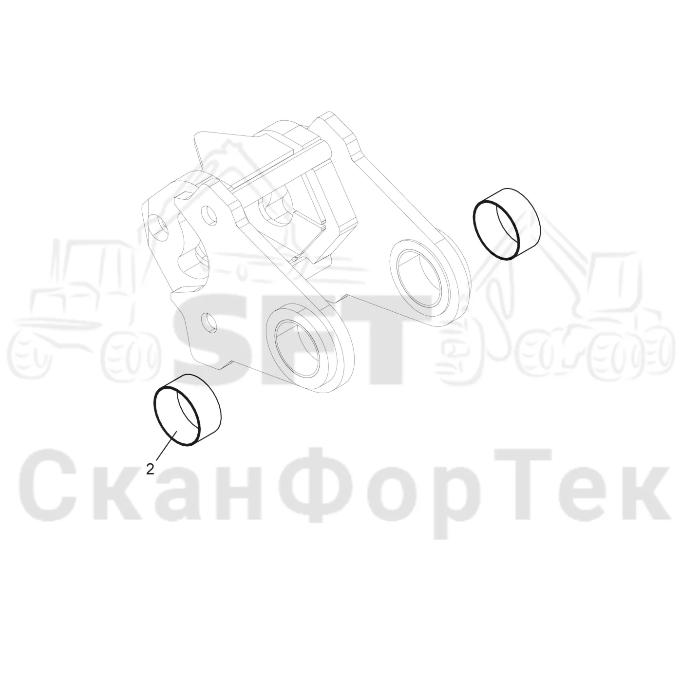 Схема: Komatsu / Форвардер / 855.1 / 855.1 / Каталог запасных частей / Подъемный кран / Телескопическая стрела / Телескопическая стрела Combi ProTec 2 / Втулка
