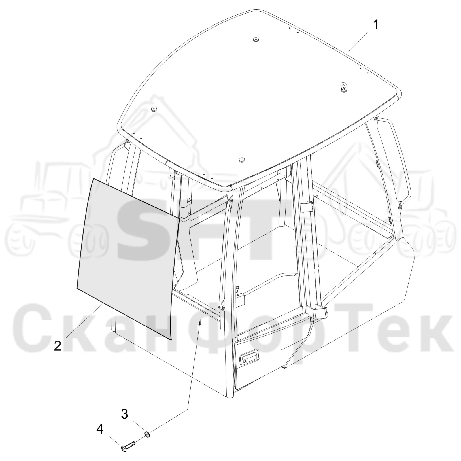 Схема: Komatsu / Форвардер / 855.1 / 855.1 / Каталог запасных частей / Кабина / Кабина / Кабина / Кабина WCB  8550011211-