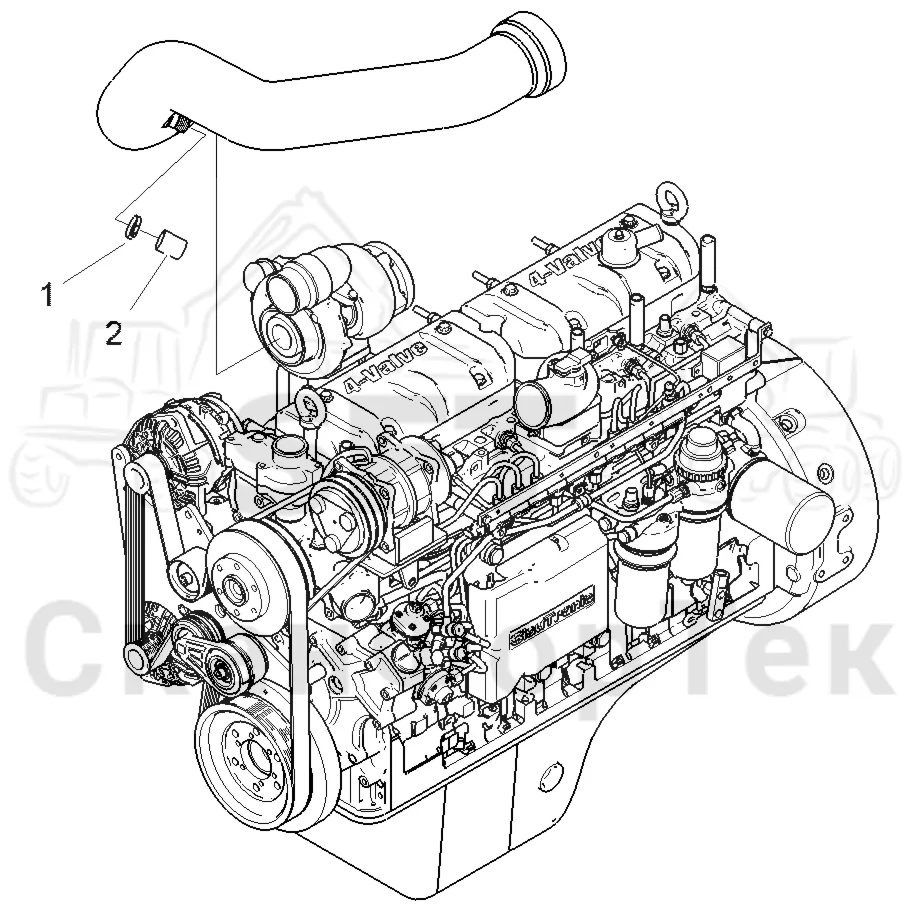 Схема: Komatsu / Форвардер / 895 / Каталог запасных частей / Двигатель / Stage 2 / TIER 2 / Впуск - выпуск / Пробка
