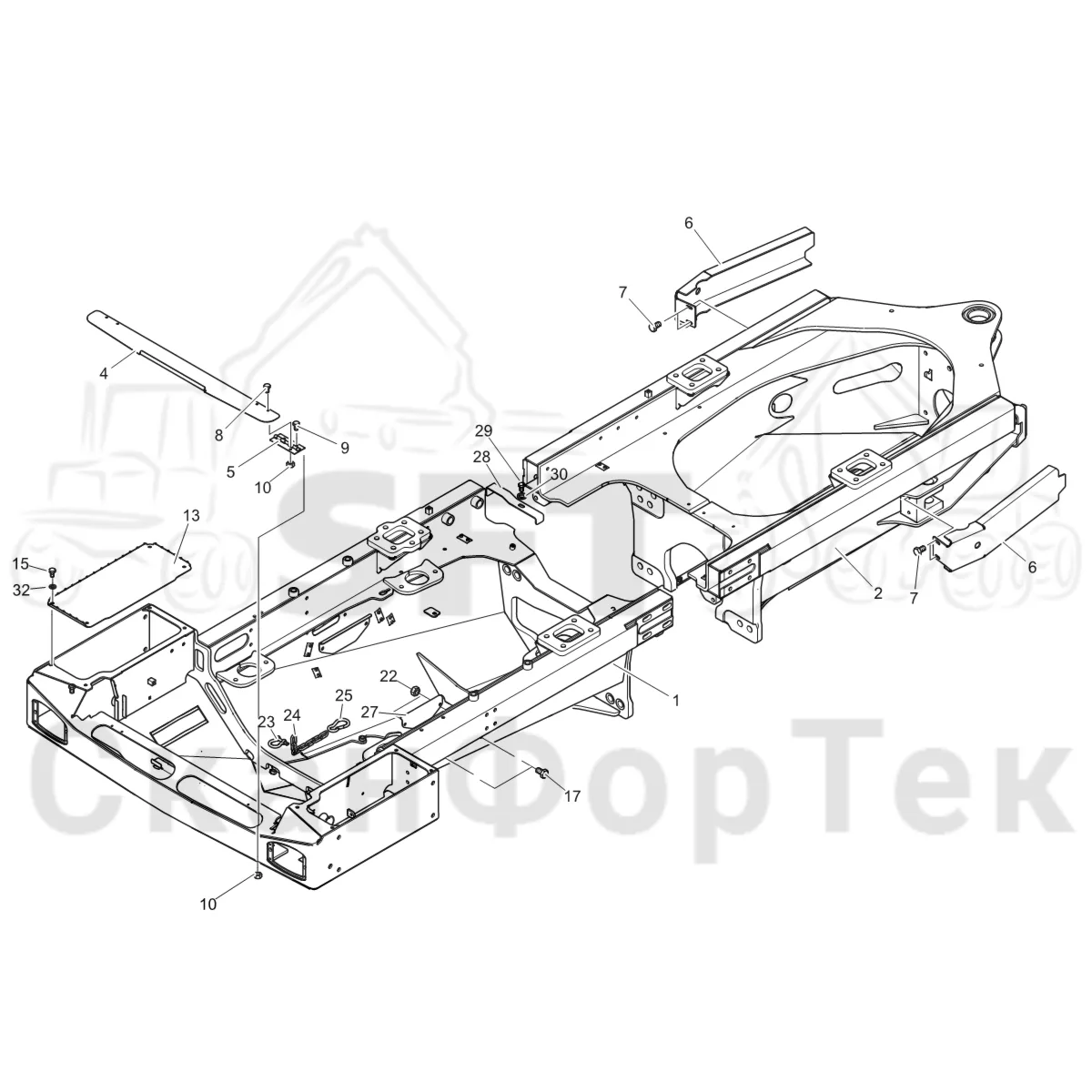 Схема: Komatsu / Форвардер / 895 / Каталог запасных частей / шасси / Рамы / Рама, передняя / Рама, передняя -8950000320
