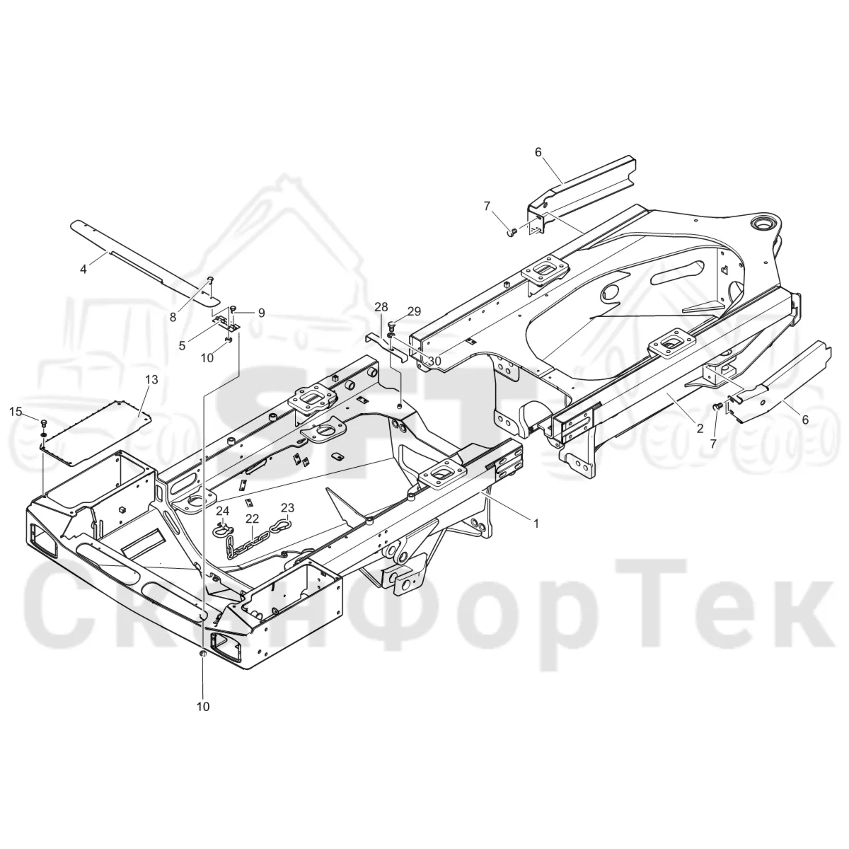Схема: Komatsu / Форвардер / 895 / Каталог запасных частей / шасси / Рамы / Рама, передняя / Рама, передняя Строгальное лезвие  -8950000320