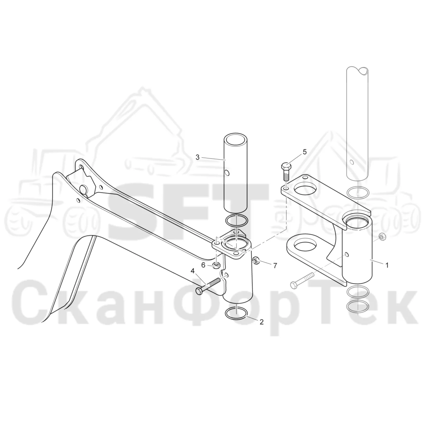 Схема: Komatsu / Форвардер / 895 / Каталог запасных частей / шасси / Зона погрузки / Коники и опоры / Комплект расширения