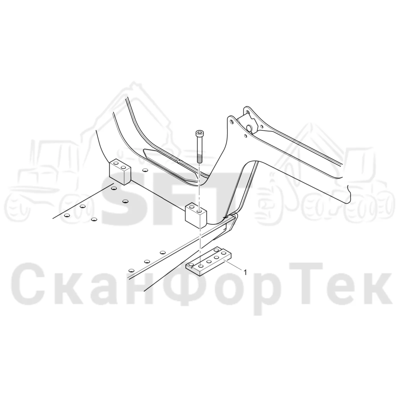 Схема: Komatsu / Форвардер / 895 / Каталог запасных частей / шасси / Зона погрузки / Коники и опоры / Регулировочная панель
