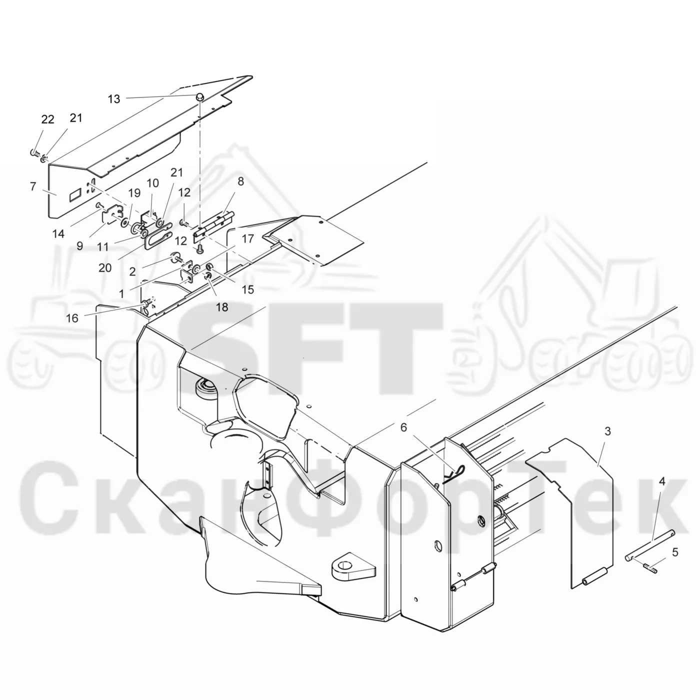 Схема: Komatsu / Лесозаготовительные машины / 901TX .1 / Каталог запасных частей / шасси / Пожаротушение / Cover Assembly