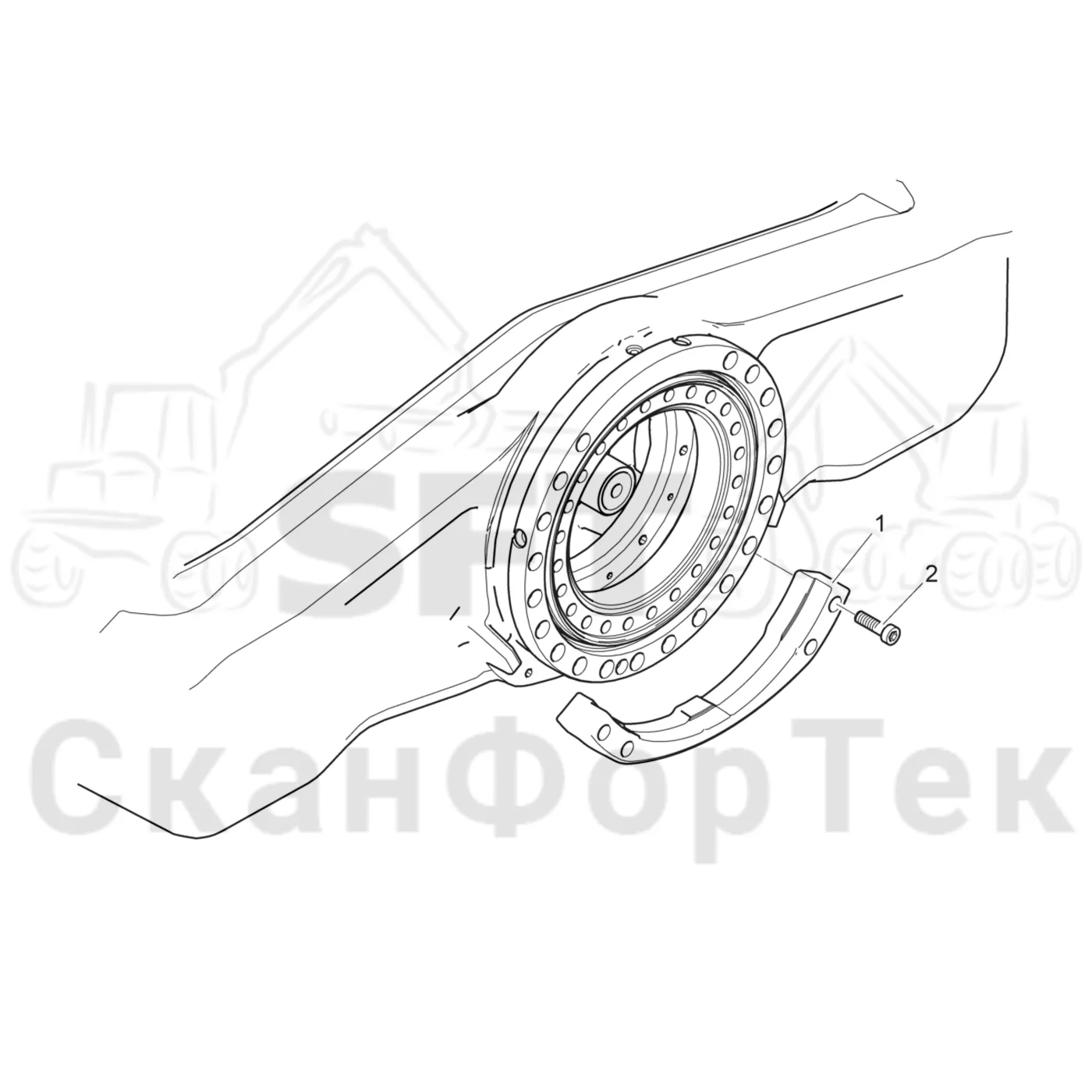 Схема: Komatsu / Форвардер / 895 / Каталог запасных частей / Коробка передач / Мост каретки / Задний агрегат каретки  8950000451- / защита