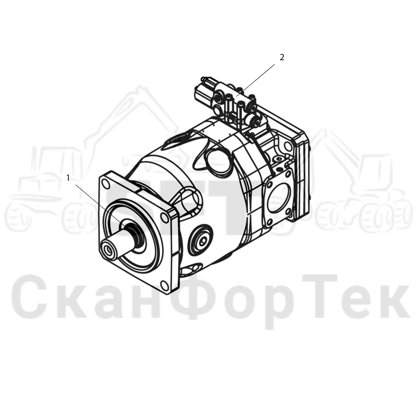 Схема: Komatsu / Форвардер / 895 / Каталог запасных частей / Гидравлика / Гидравлические насосы / Насосная установка 8950000570- / Гидравлический насос Запчасть