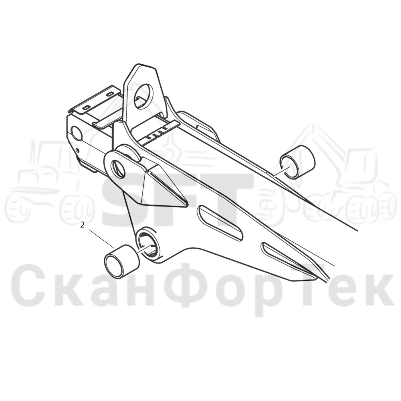 Схема: Komatsu / Форвардер / 895 / Каталог запасных частей / Подъемный кран / Стрела, наружная / Стрела, наружная 7,5m / Рычаг