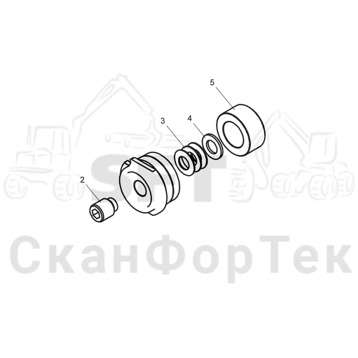 Схема: Komatsu / Форвардер / 835 / Каталог запасных частей / Подъемный кран / Стрела, наружная / Стрела, наружная 10m / Пластина скольжения