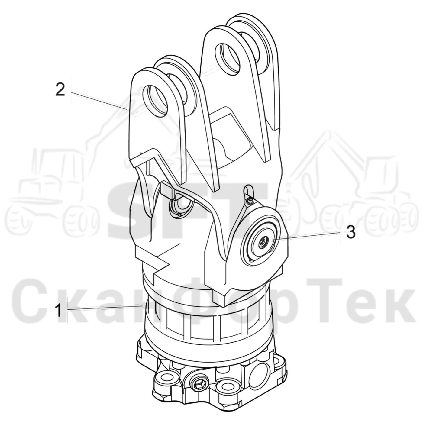 Схема: Komatsu / Форвардер / 895 S/N 8950011010- / Каталог запасных частей / Оборудование захвата / Поворотные устройства и звенья / Поворотное устройство G 171 / Поворотное устройство G 171 Protec2