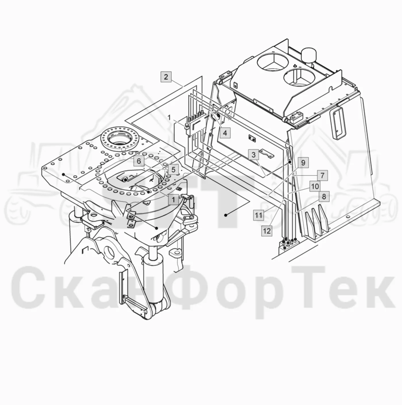 Схема: Komatsu / Лесозаготовительные машины / 911.5 / Каталог запасных частей / шасси / Центральная смазка / Смазка, шасси