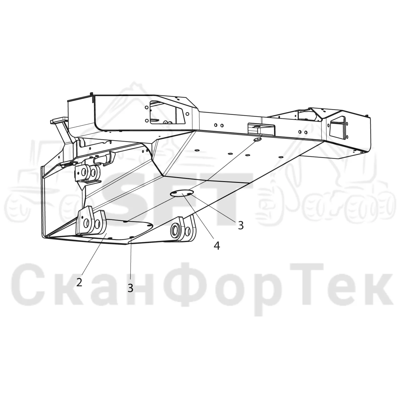 Схема: Komatsu / Форвардер / 835 / Каталог запасных частей / шасси / Рамы / Рама, передняя Строгальное лезвие / Передний комплект рамы