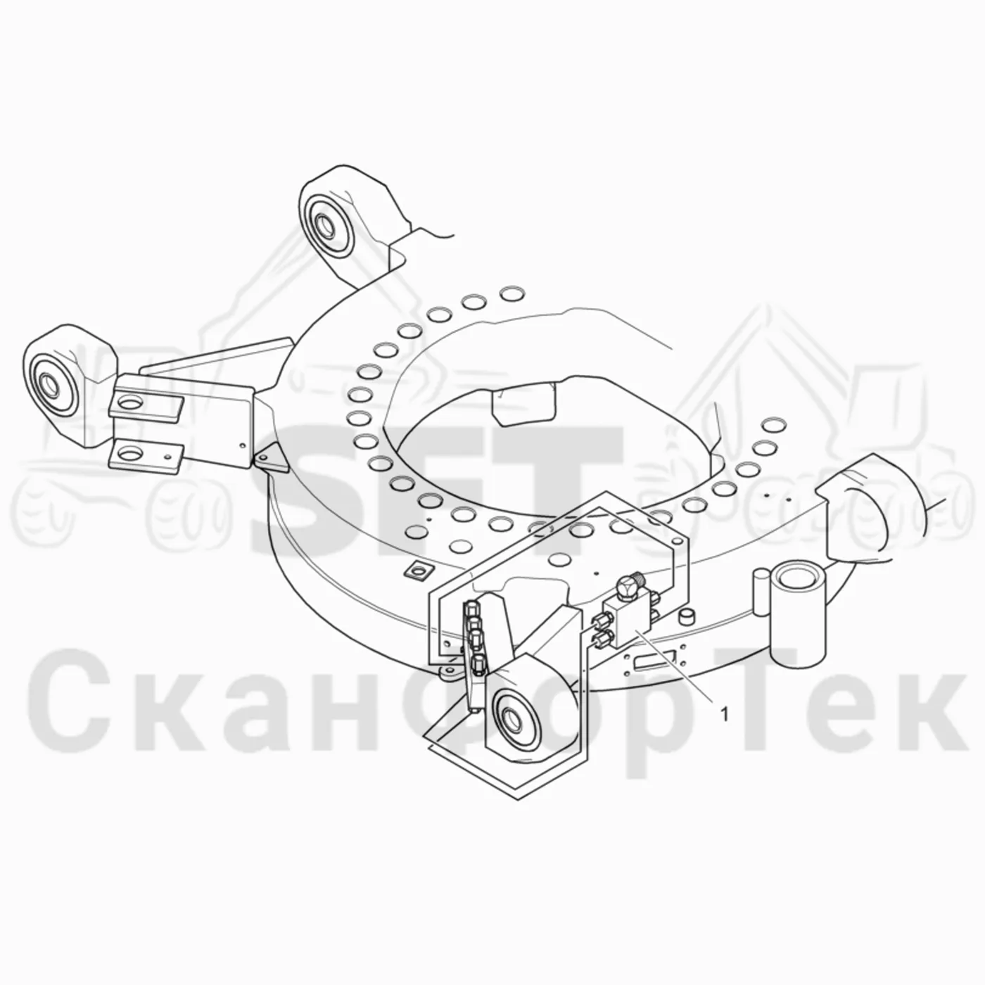 Схема: Komatsu / Лесозаготовительные машины / 901.4 / Каталог запасных частей / шасси / Центральная смазка / Смазка Поворотная платформа