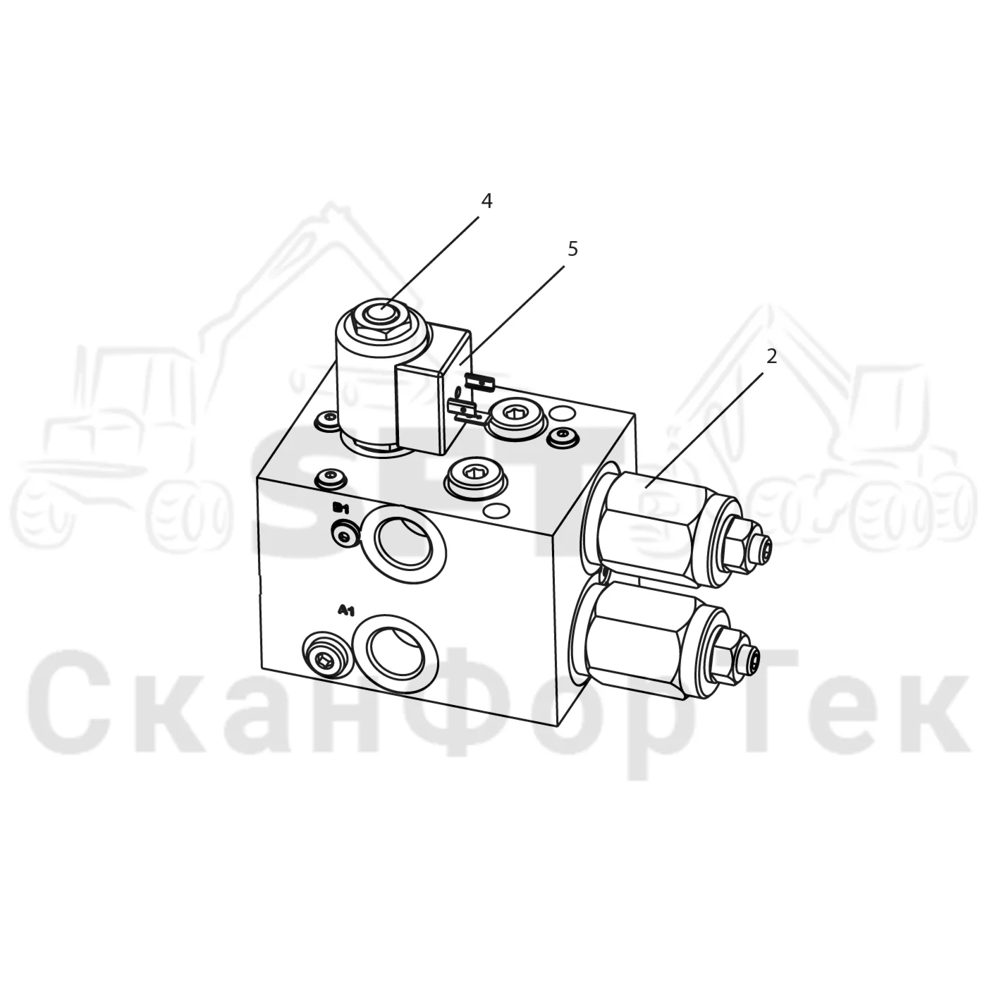 Схема: Komatsu / Форвардер / 835 / Каталог запасных частей / шасси / Строгальное лезвие / Строгальное лезвие / Клапан