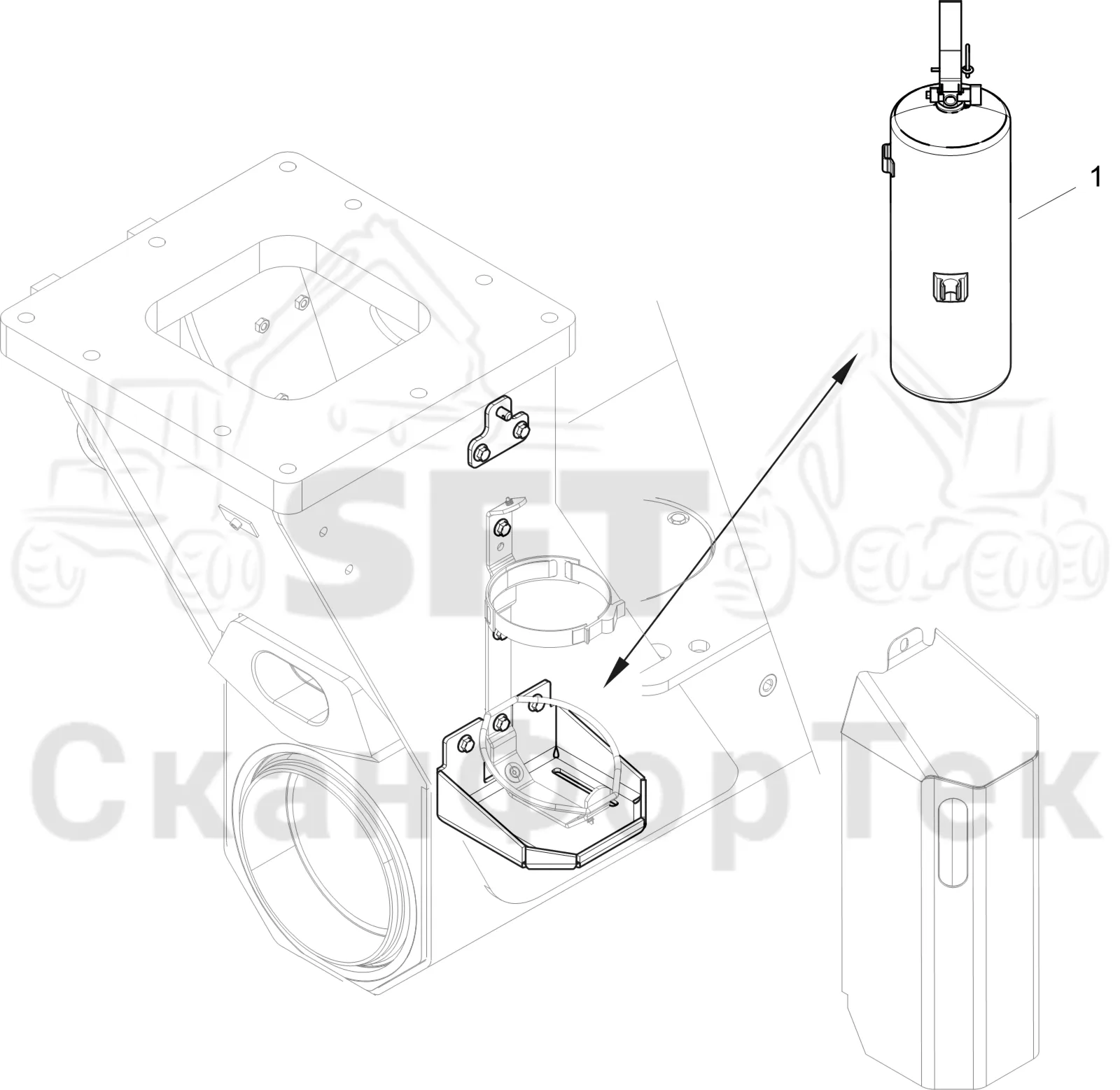Схема: Komatsu / Форвардер / 895 S/N 8950011010- / Каталог запасных частей / шасси / Пожаротушение / Огнетушитель / Огнетушитель