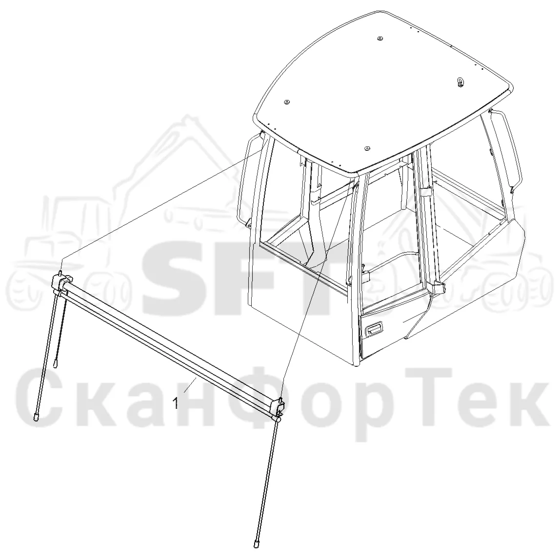 Схема: Komatsu / Форвардер / 895 S/N 8950011010- / Каталог запасных частей / Кабина / Экраны / Солнцезащитный комплект / Солнцезащитный козырек