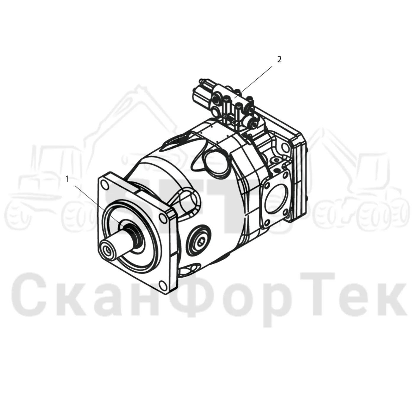 Схема: Komatsu / Форвардер / 865 / Каталог запасных частей / Гидравлика / Гидравлические насосы / Насосная установка / Насосная установка 8650001501- / Гидравлический насос Запчасть
