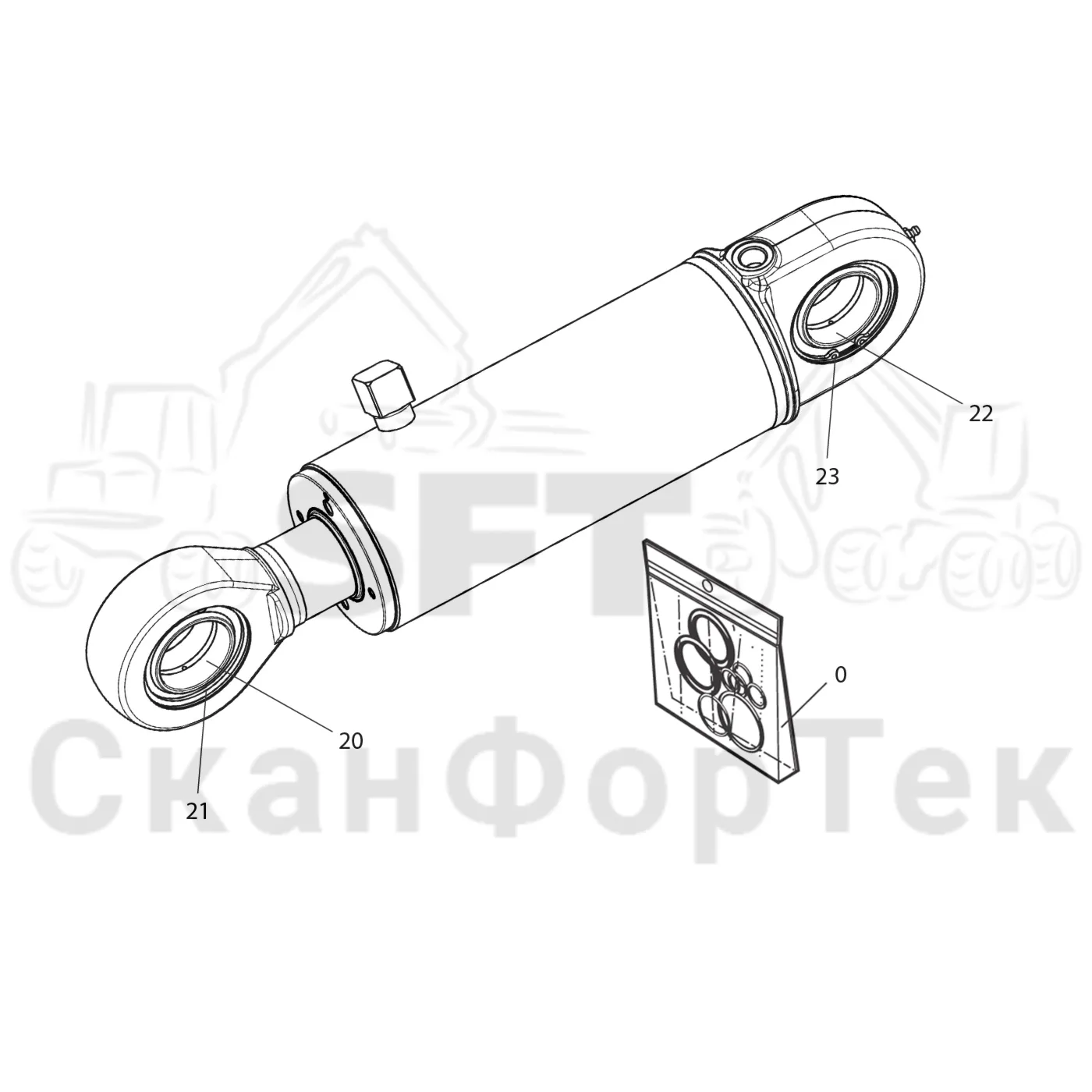 Схема: Komatsu / Форвардер / 835 / Каталог запасных частей / Подъемный кран / Оборудование наклона / Оборудование наклона / Гидравлический цилиндр