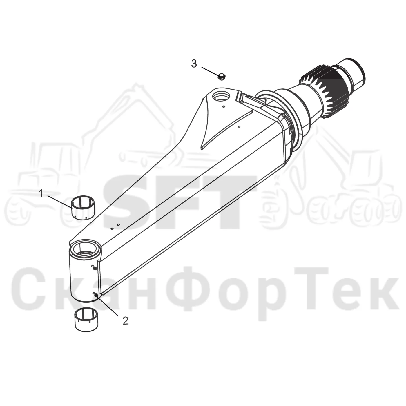 Схема: Komatsu / Форвардер / 835 / Каталог запасных частей / Подъемный кран / Система поворотного механизма / Система поворотного механизма Стойка наклона  Датчик / Стойка подъемного крана