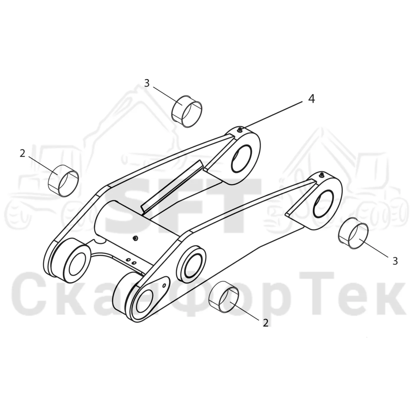 Схема: Komatsu / Форвардер / 835 / Каталог запасных частей / Подъемный кран / Основная стрела / Основная стрела 3,75m 8350000351- / Тяга