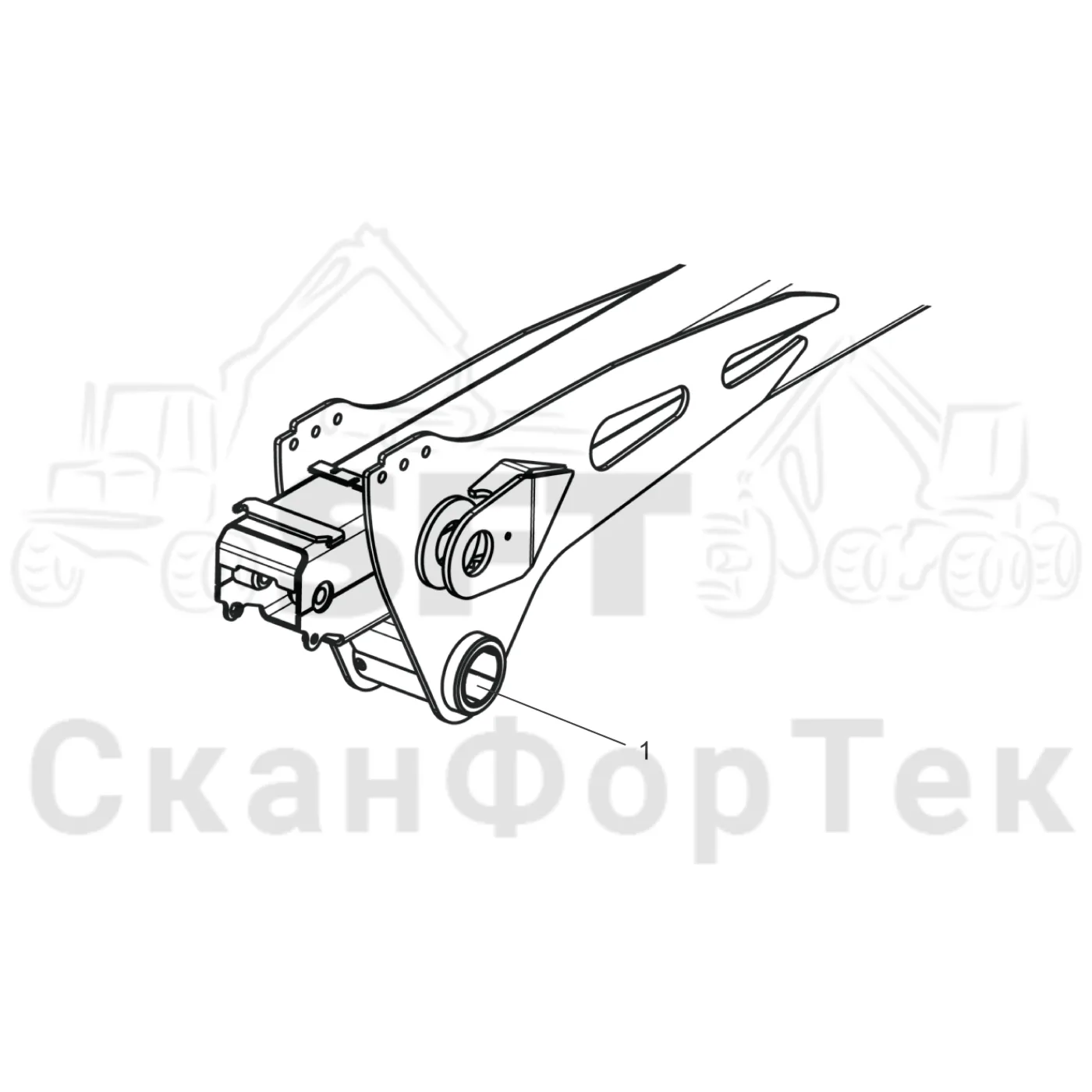 Схема: Komatsu / Форвардер / 845 / Каталог запасных частей / Подъемный кран / Стрела, наружная / Стрела, наружная  7,7m / Рычаг