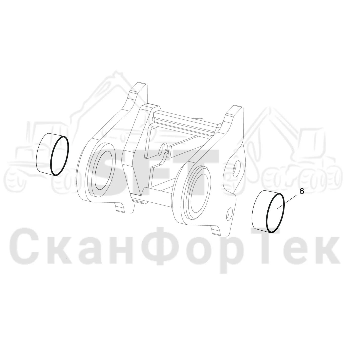 Схема: Komatsu / Форвардер / 835 / Каталог запасных частей / Подъемный кран / Телескопическая стрела / Телескопическая стрела Combi ProTec  9,5/10m / Втулка