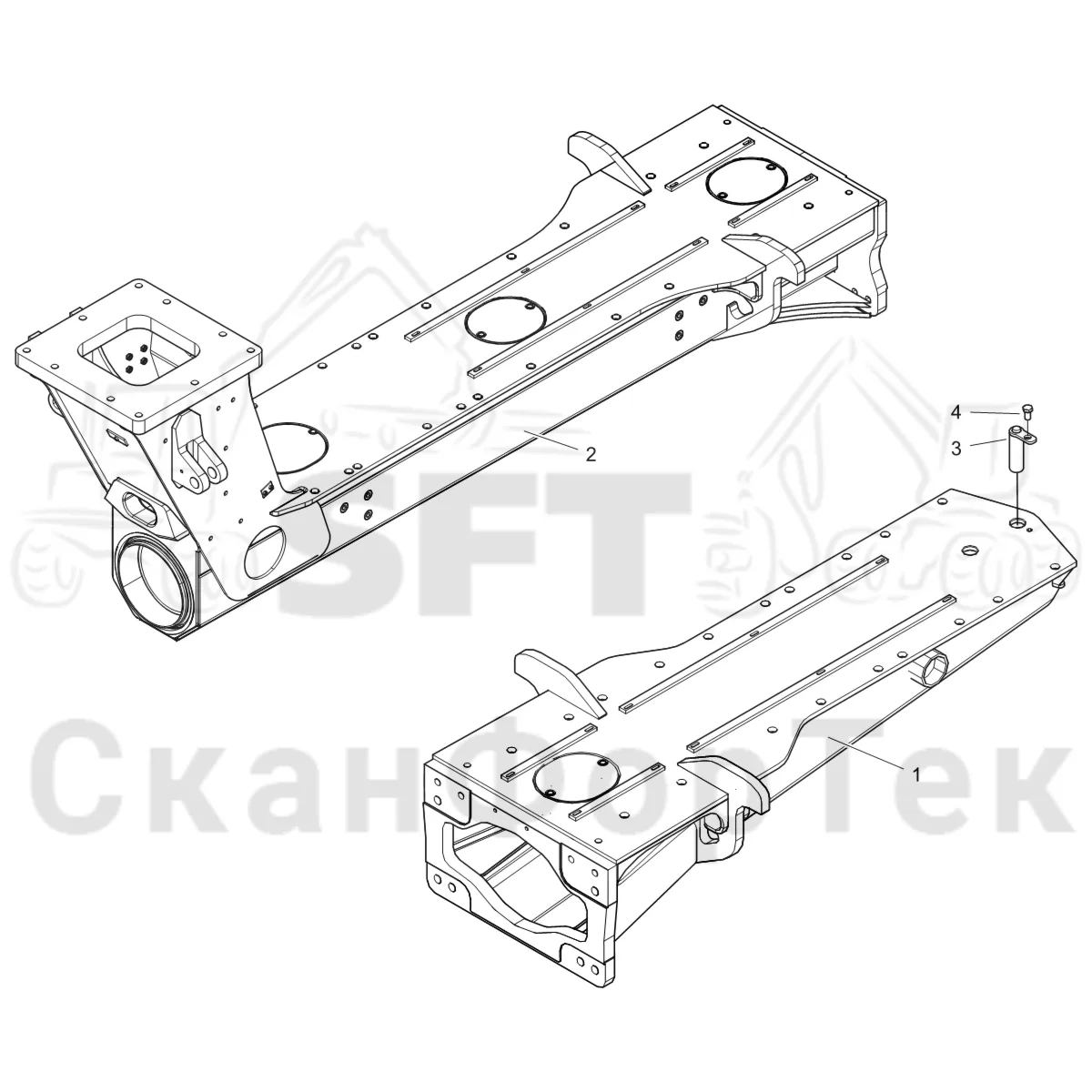 Схема: Komatsu / Форвардер / 845 / Каталог запасных частей / шасси / Рамы / Рама, задняя / Рама, задняя +400/+900
