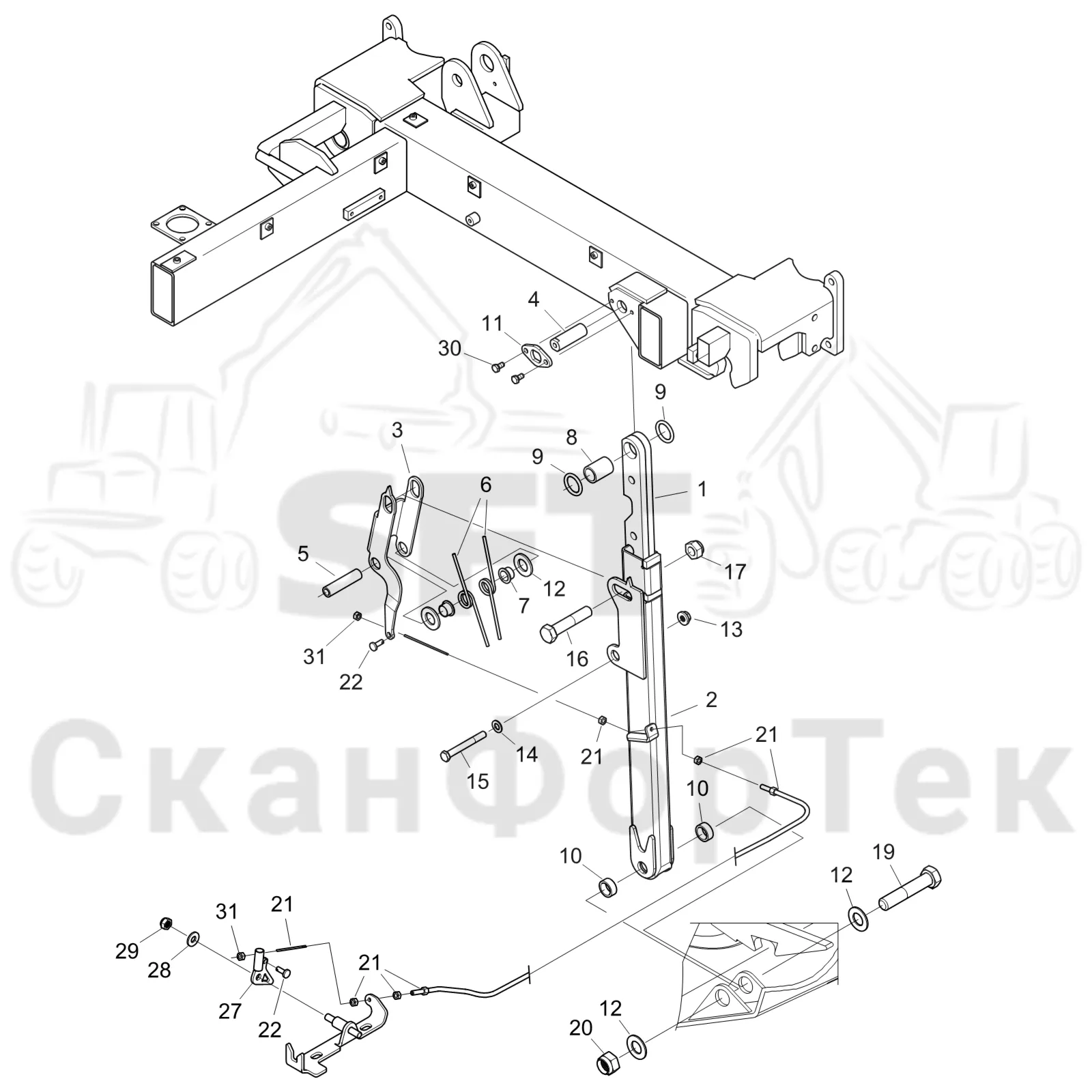 Схема: Komatsu / Форвардер / 855.1 / 855.1 / Каталог запасных частей / Кабина / Comfort Ride / Крышка