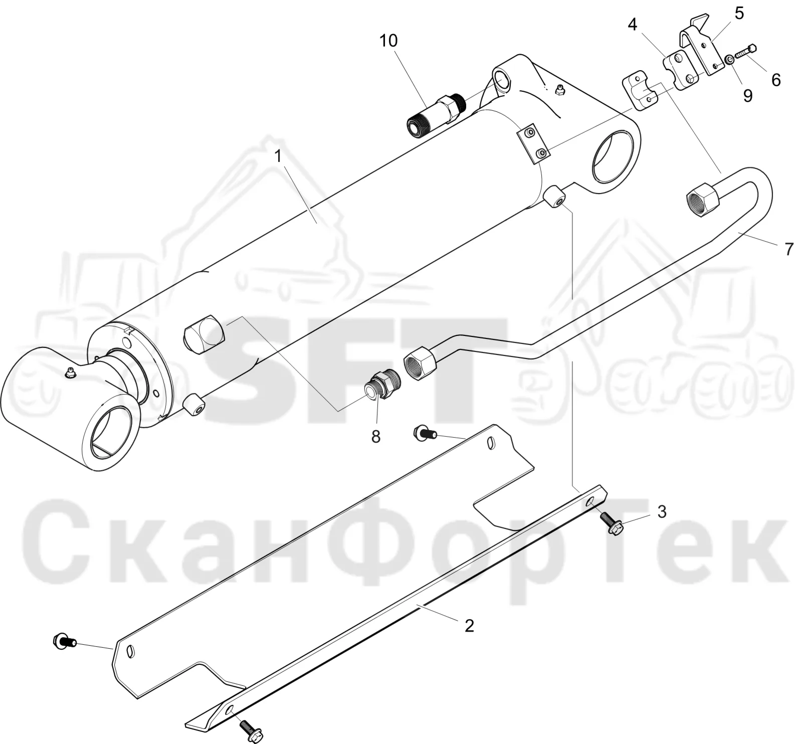 Схема: Komatsu / Форвардер / 855.1 / 855.1 / Каталог запасных частей / Подъемный кран / Подъемный цилиндр / Подъемный цилиндр CRF 8, 8550011101-