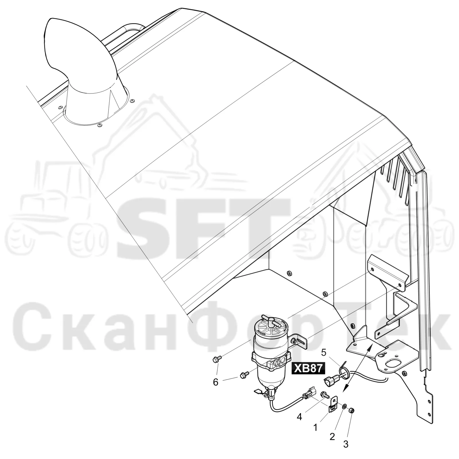 Схема: Komatsu / Форвардер / 895 S/N 8950011010- / Каталог запасных частей / Двигатель / Stage 4 / Топливная система / Топливная система  ,Водоотделитель / Комплект электрооборудования