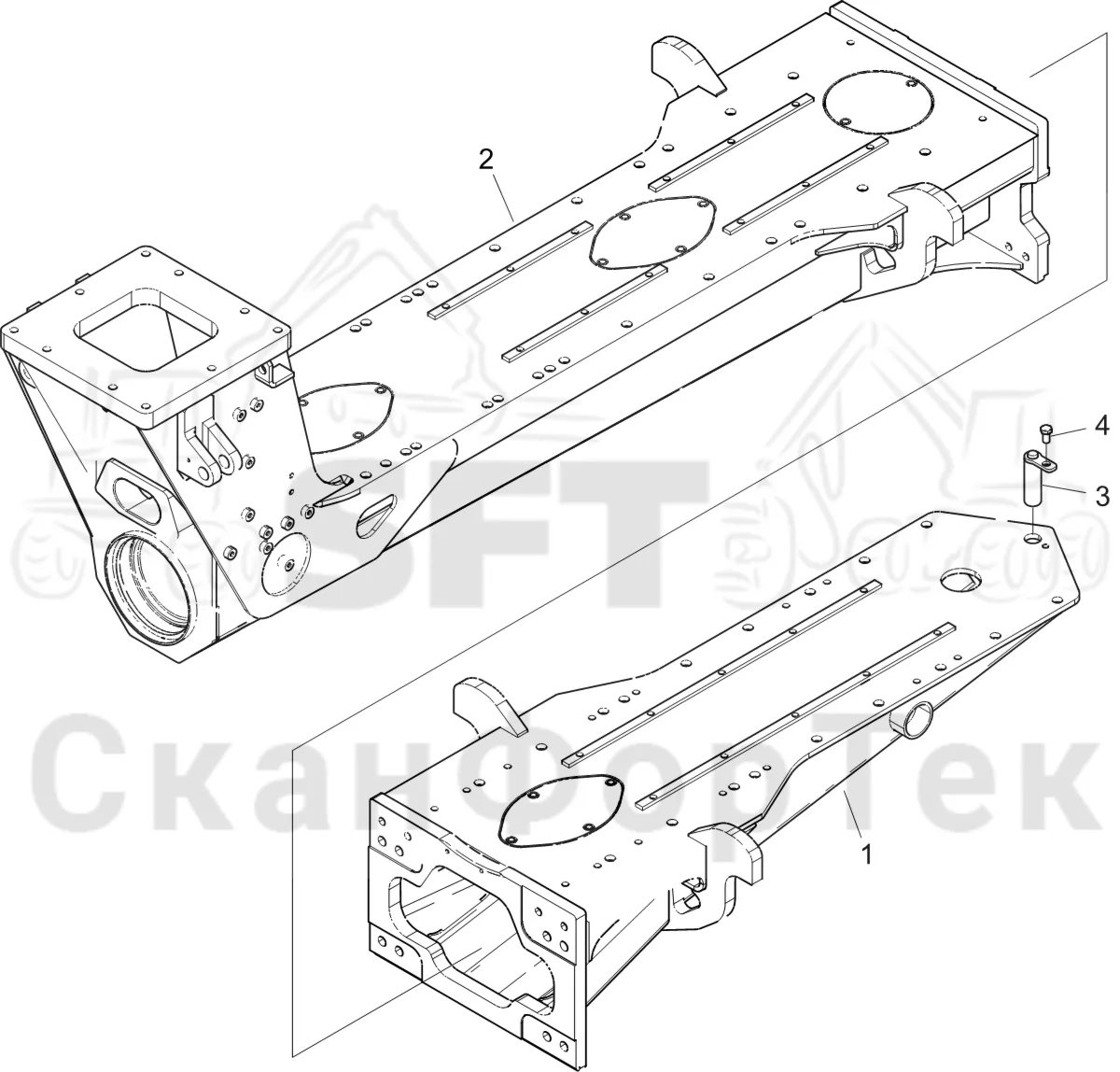 Схема: Komatsu / Форвардер / 855 S/N 8550022010- / Каталог запасных частей / шасси / Рамы / Рама, задняя / Рама, задняя 0/0