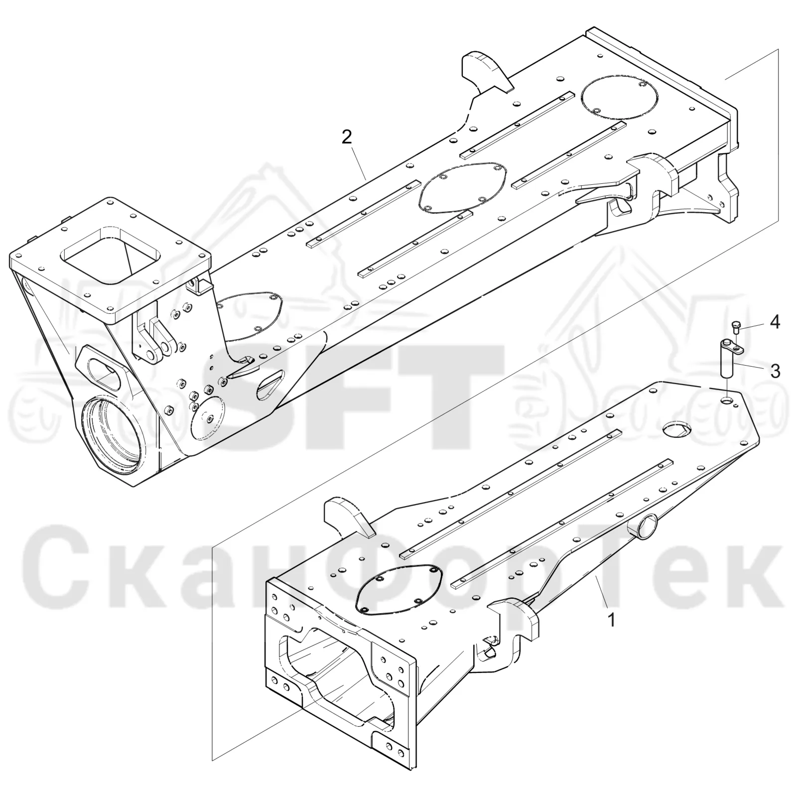 Схема: Komatsu / Форвардер / 855 S/N 8550022010- / Каталог запасных частей / шасси / Рамы / Рама, задняя / Рама, задняя +350/0