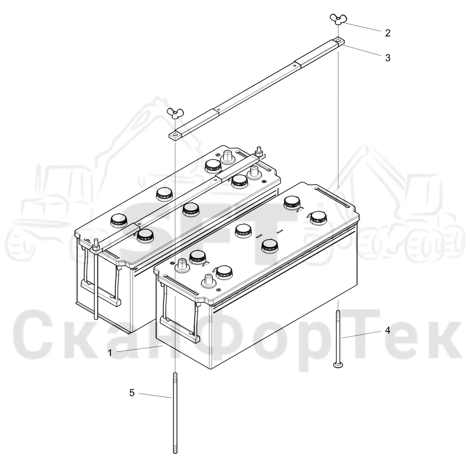 Схема: Komatsu / Форвардер / 895 S/N 8950011010- / Каталог запасных частей / шасси / Электрический Оборудование / Комплект сетевого кабеля / Аккумуляторная батарея