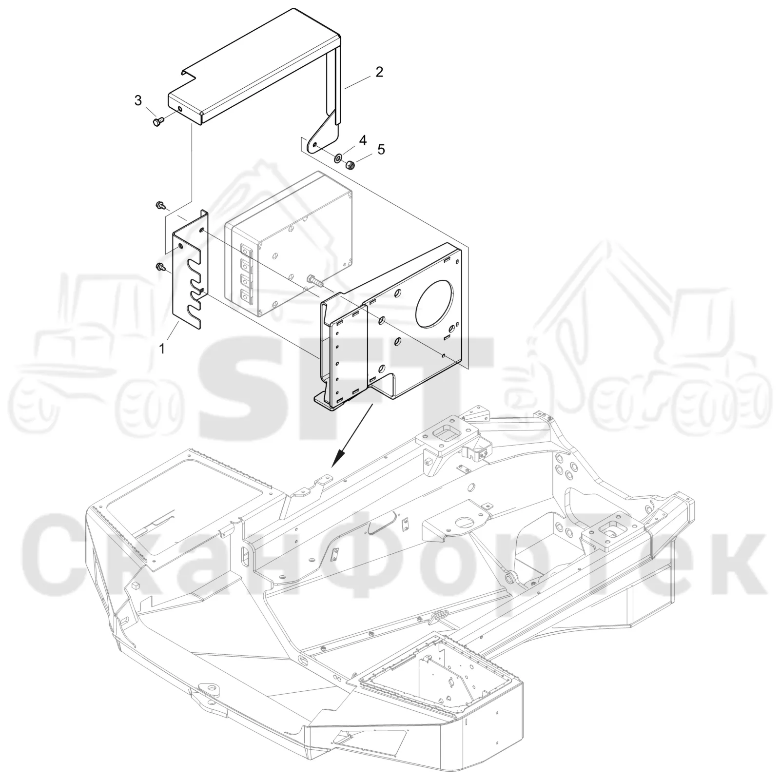 Схема: Komatsu / Форвардер / 895 S/N 8950011010- / Каталог запасных частей / шасси / Электрический Оборудование / Powerbox Комплект электрооборудования / защита