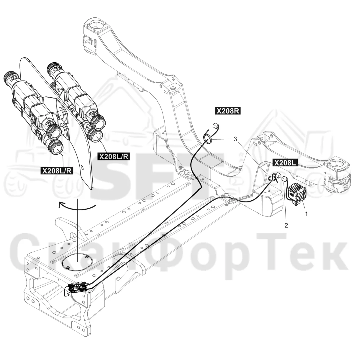 Схема: Komatsu / Форвардер / 855 S/N 8550022010- / Каталог запасных частей / шасси / Электрический Оборудование / Рабочие лампы / Рабочие лампы, LED