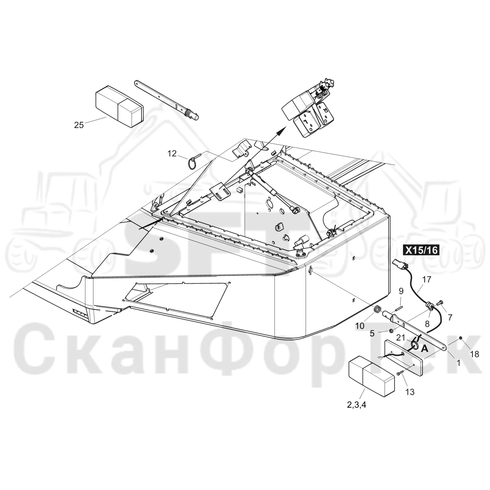 Схема: Komatsu / Форвардер / 895 S/N 8950011010- / Каталог запасных частей / шасси / Электрический Оборудование / Мигалка / Мигалка