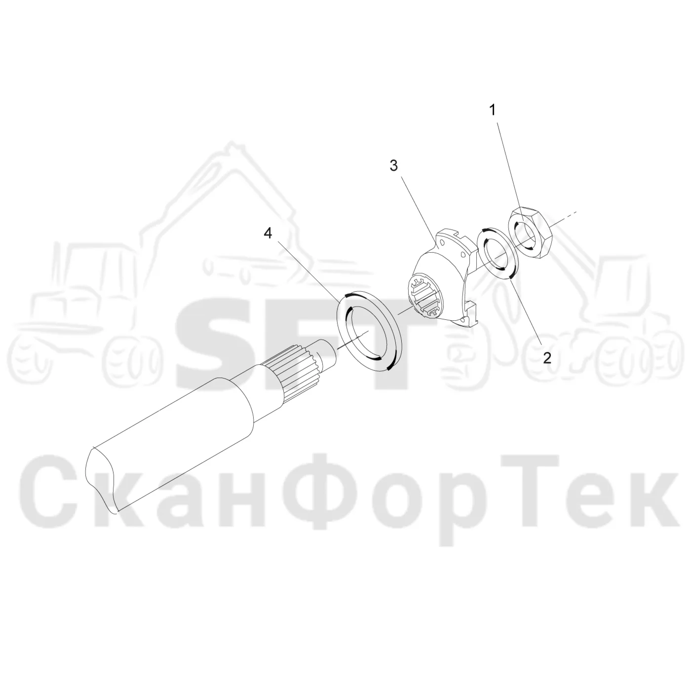 Схема: Komatsu / Форвардер / 855 S/N 8550022010- / Каталог запасных частей / Коробка передач / Карданная передача / Карданная передача +350/0 / Карданный вал