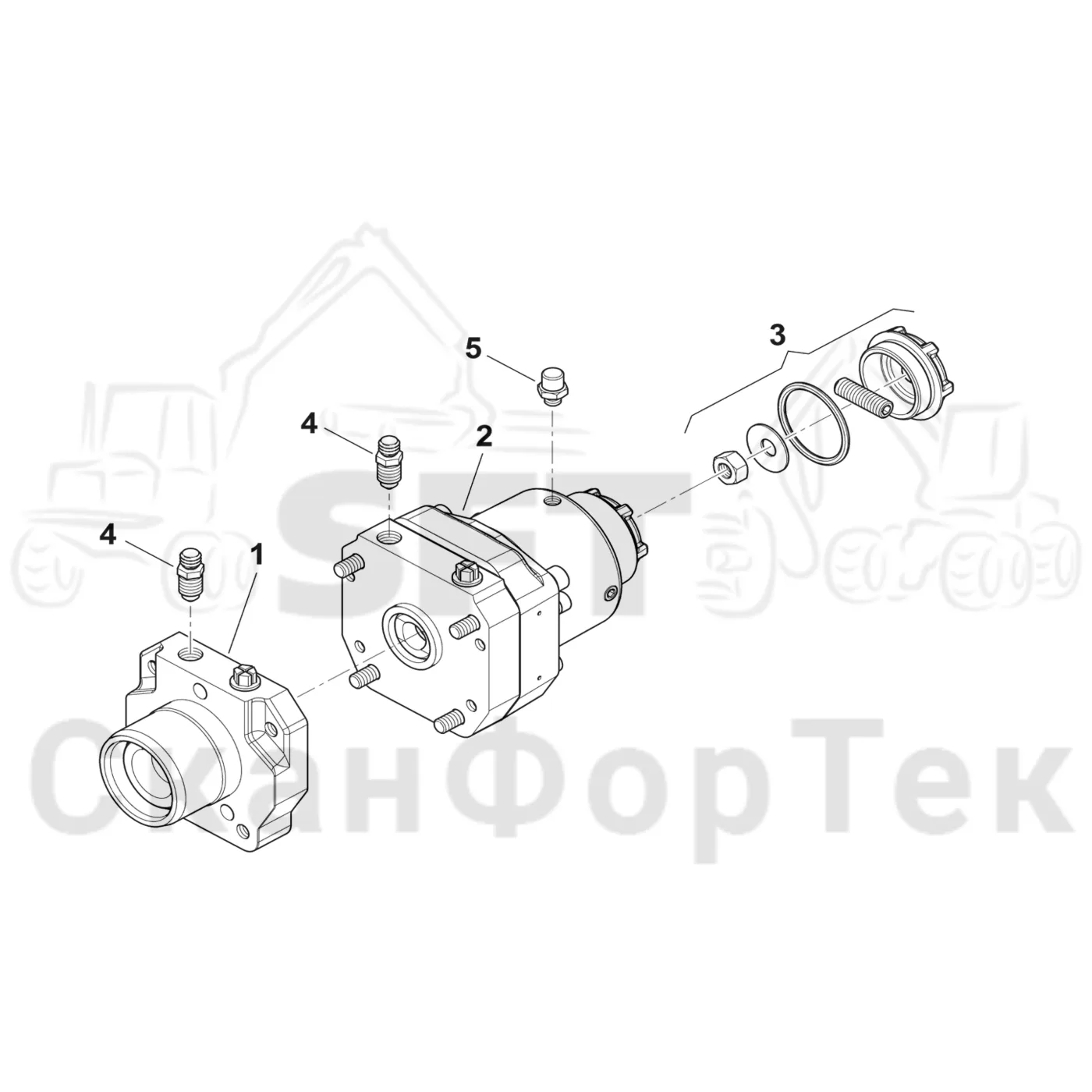 Схема: Komatsu / Форвардер / 855 S/N 8550022010- / Каталог запасных частей / Коробка передач / Мост каретки / каретки / Тормозной цилиндр