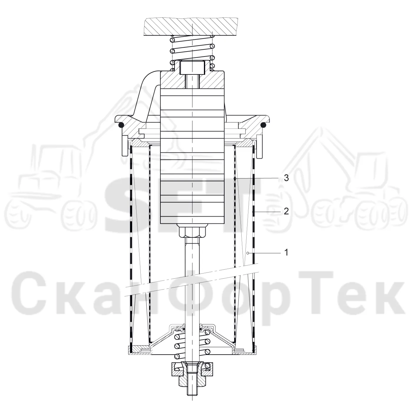 Схема: Komatsu / Форвардер / 875 S/N 8750000010- / Каталог запасных частей / Гидравлика / Бак гидравлики / Корпус фильтра / Держатель фильтра