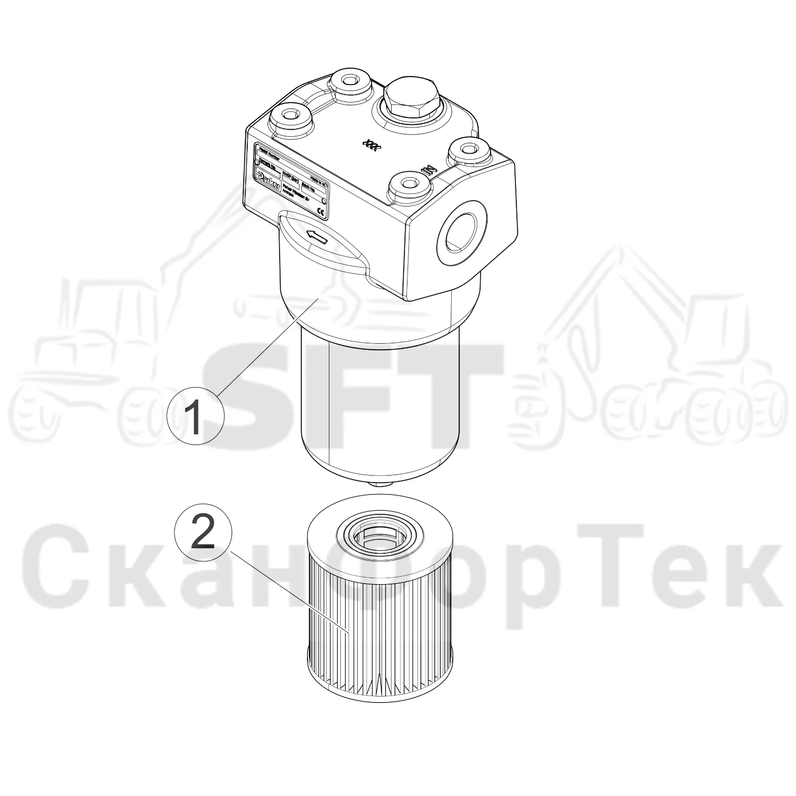 Схема: Komatsu / Форвардер / 875 S/N 8750000010- / Каталог запасных частей / Гидравлика / Клапан обслуживания / Клапан обслуживания / Элемент фильтра