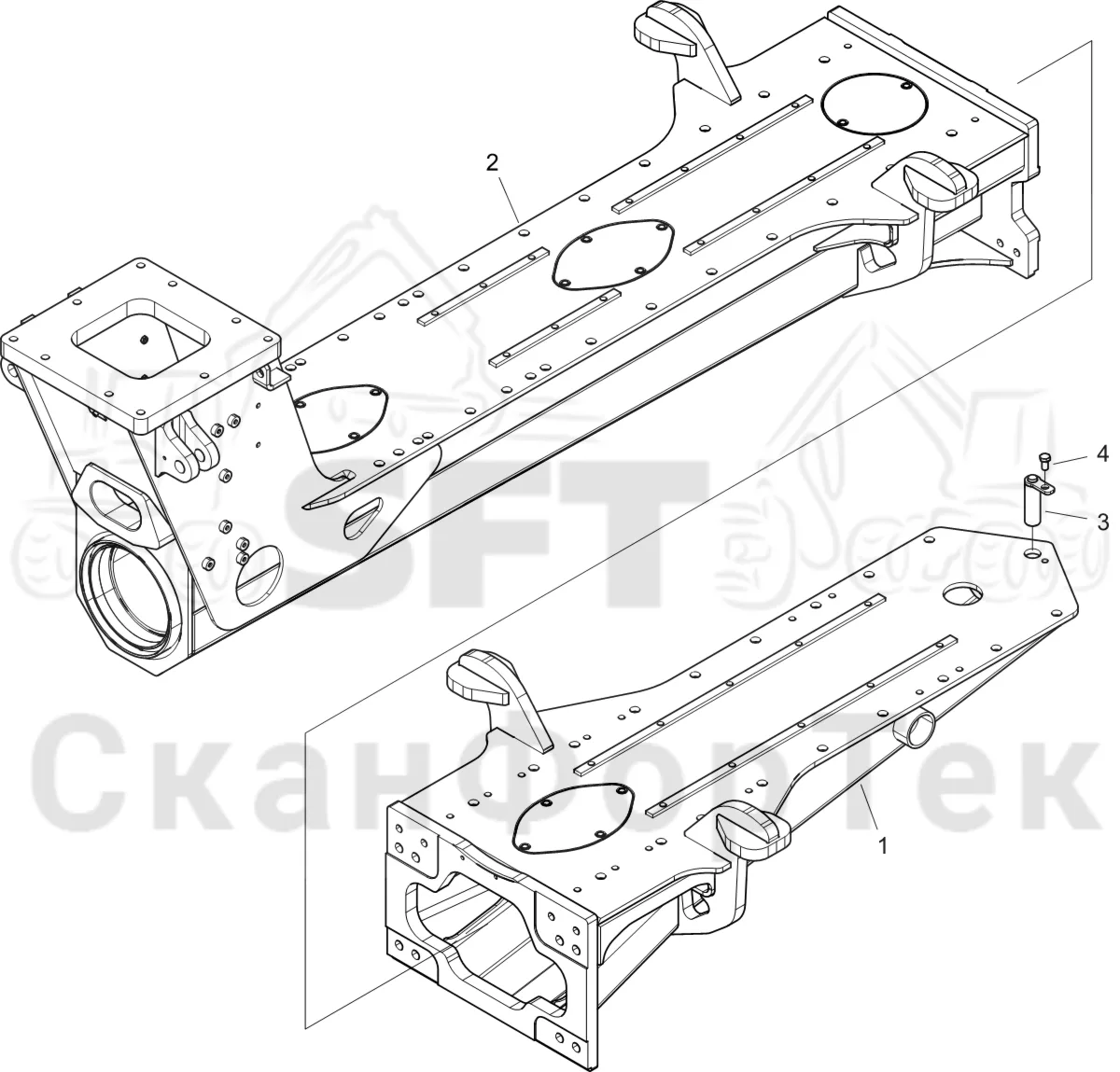 Схема: Komatsu / Форвардер / 875 S/N 8750000010- / Каталог запасных частей / шасси / Рамы / Рама, задняя / Рама, задняя 0/0