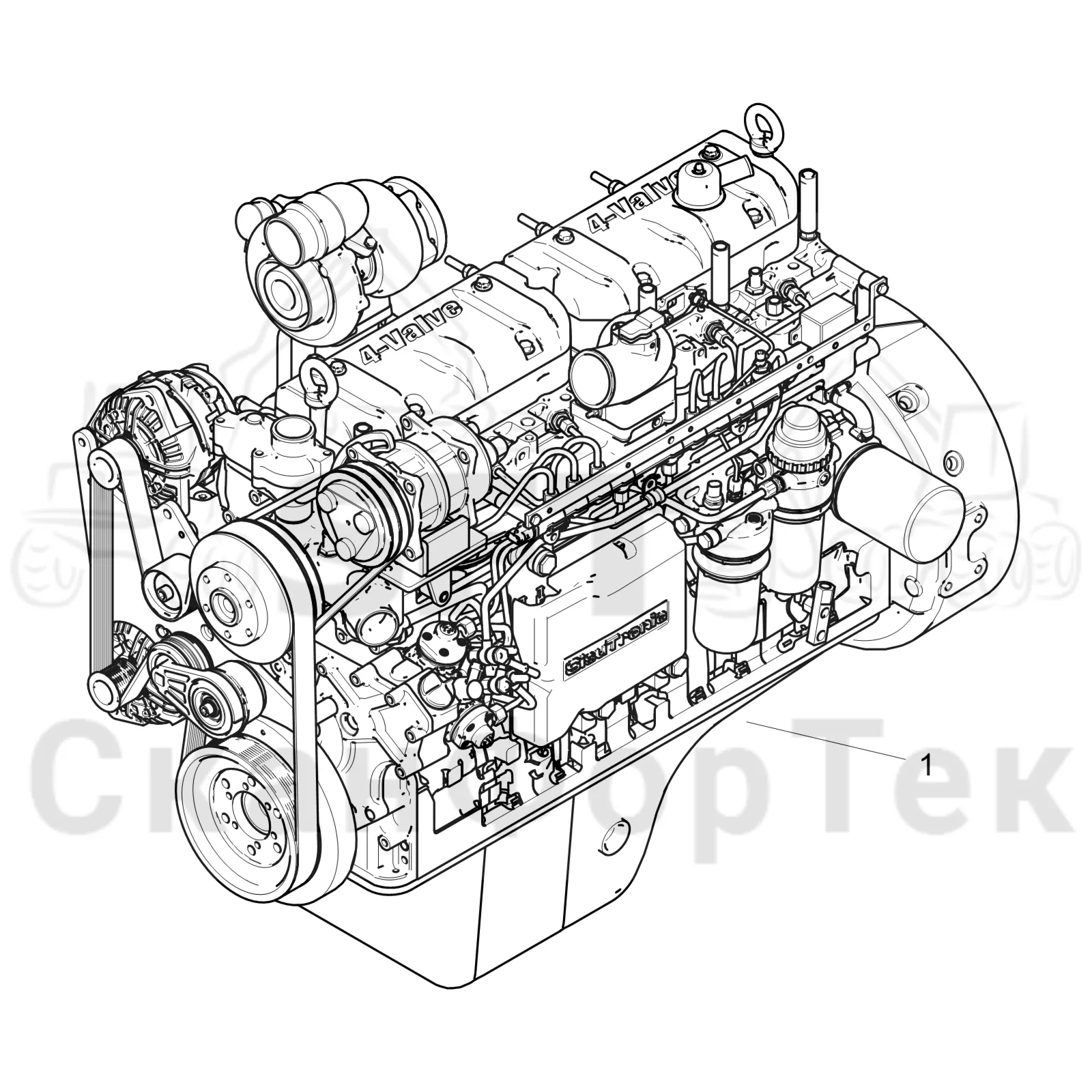 Схема: Komatsu / Форвардер / 895 S/N 8950011010- / Каталог запасных частей / Двигатель / Tier 4 Final/US / Установка двигателя / Двигатель