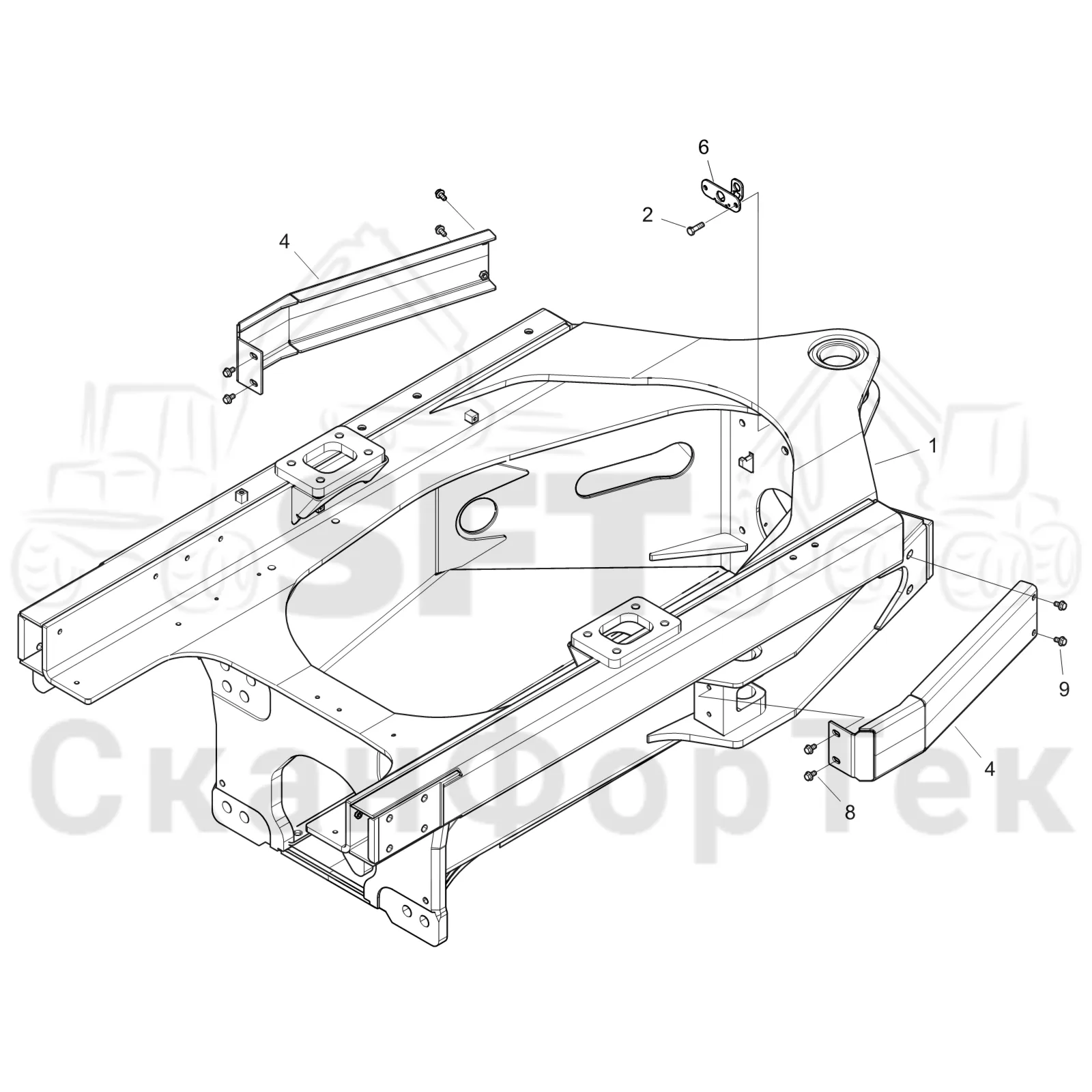 Схема: Komatsu / Форвардер / 895 S/N 8950011010- / Каталог запасных частей / шасси / Рамы / Рама, передняя / Рама, передняя